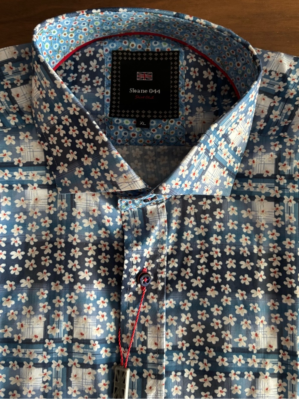 Sloane 044 Mens Size XL Shirt Blue Floral Button Up Short Sleeve New With Tags
